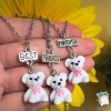 Кулон для троих друзей "Best Friends Forever. Белые медвежата"